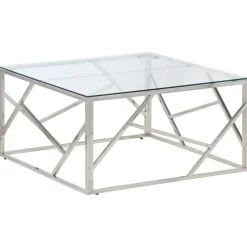 vidaXL Soffbord silver rostfritt stål och härdat glas
