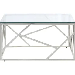 vidaXL Soffbord silver rostfritt stål och härdat glas