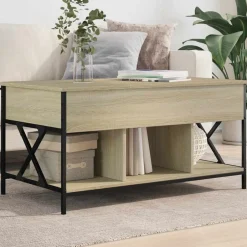 vidaXL Soffbord sonoma-ek 100x55x50 cm konstruerat trä och metall Sonoma ek