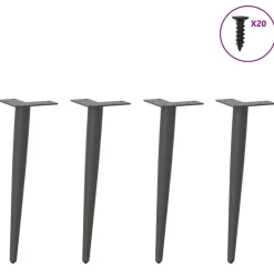vidaXL Soffbordsben koniska 4 st antracit 30-31 cm stål