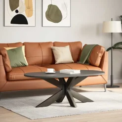 vidaXL Soffbordsben spindelformad svart 98x58x(42-43) cm stål