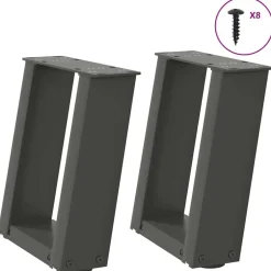 vidaXL Soffbordsben U-formade 2 st 30x(30-31) cm stål Antracit