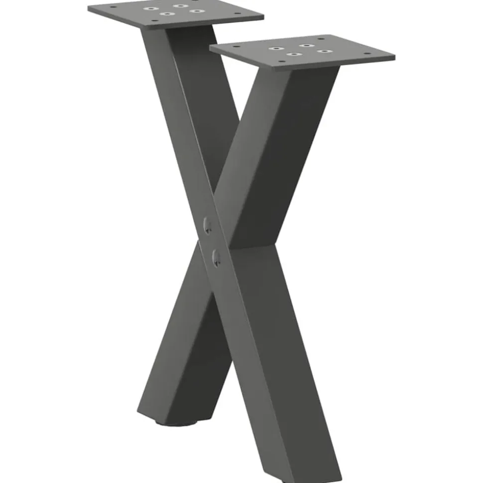 vidaXL Soffbordsben X-formade 2 st antracit 37x(30-31) cm stål