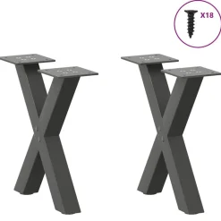 vidaXL Soffbordsben X-formade 2 st antracit 37x(30-31) cm stål