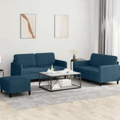Clearance vidaXL Soffgrupp 3 delar sammet Blå