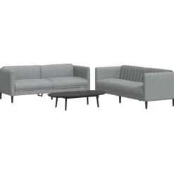 Best vidaXL Soffgrupp 2 delar tyg Ljusgrå