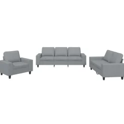 Clearance vidaXL Soffgrupp 3 delar tyg Ljusgrå