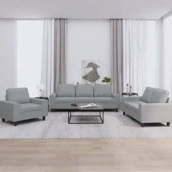 Clearance vidaXL Soffgrupp 3 delar tyg Ljusgrå