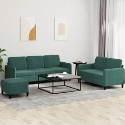 Discount vidaXL Soffgrupp 3 delar sammet Mörkgrön