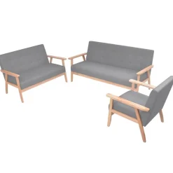 vidaXL Soffgrupp 2 delar tyg ljusgrå