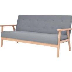 vidaXL Soffgrupp 2 delar tyg ljusgrå