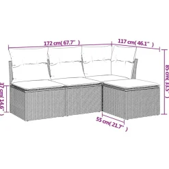 Best vidaXL Soffgrupp för trädgård med dynor 4 delar beige konstrotting beige och gräddvit