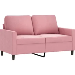 vidaXL Soffgrupp med dynor 2 delar rosa sammet