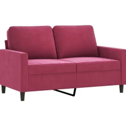 Best vidaXL Soffgrupp med dynor 2 delar sammet Vinröd