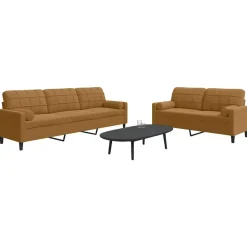 vidaXL Soffgrupp med dynor och bolster 2 delar brun sammet