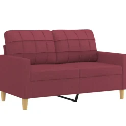 vidaXL Soffgrupp med dynor 3 delar Vinröd tyg