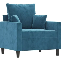 Clearance vidaXL Soffgrupp med dynor 3 delar sammet Blå