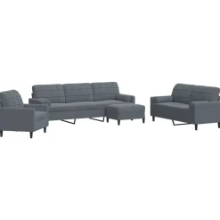 Clearance vidaXL Soffgrupp med dynor och bolster 4 delar sammet Mörkgrå