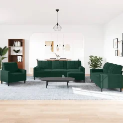 Clearance vidaXL Soffgrupp med dynor och bolster 4 delar sammet Mörkgrön
