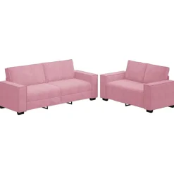 vidaXL Soffgrupp med dynor 2 delar sammet Rosa