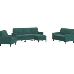 Discount vidaXL Soffgrupp med dynor 4 delar sammet Mörkgrön