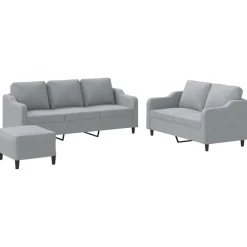 New vidaXL Soffgrupp med dynor 3 delar tyg Ljusgrå