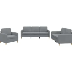 New vidaXL Soffgrupp med dynor 3 delar tyg Ljusgrå
