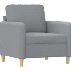 New vidaXL Soffgrupp med dynor 3 delar tyg Ljusgrå