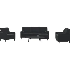Discount vidaXL Soffgrupp med dynor och bolster 4 delar sammet Svart