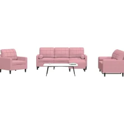 Best vidaXL Soffgrupp med dynor och bolster 4 delar sammet Rosa