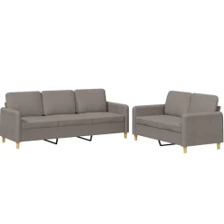 Outlet vidaXL Soffgrupp med dynor 2 delar tyg Taupe