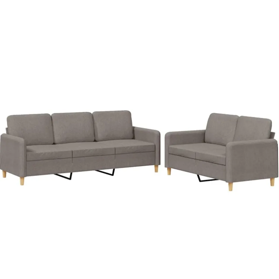 Outlet vidaXL Soffgrupp med dynor 2 delar tyg Taupe