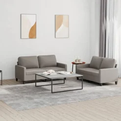 Online vidaXL Soffgrupp med dynor 2 delar tyg Taupe