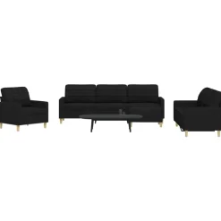 Outlet vidaXL Soffgrupp med fotpall 4 delar tyg Svart