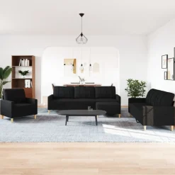 Outlet vidaXL Soffgrupp med fotpall 4 delar tyg Svart