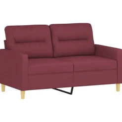 Discount vidaXL Soffgrupp med kuddar 3 delar tyg Vinröd