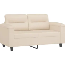 vidaXL Soffgrupp med kuddar 2 delar beige mikrofibertyg