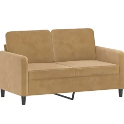 Outlet vidaXL Soffgrupp med kuddar 2 delar sammet Brun