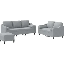 Clearance vidaXL Soffgrupp med kuddar 3 delar tyg Ljusgrå