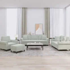 vidaXL Soffgrupp med kuddar 4 delar ljusgrå sammet