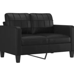 New vidaXL Soffgrupp med kuddar 3 delar konstläder Svart