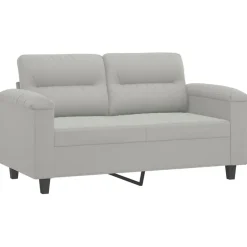 New vidaXL Soffgrupp med kuddar 2 delar mikrofibertyg Ljusgrå