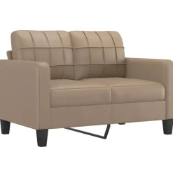 vidaXL Soffgrupp med kuddar 3 delar cappuccino konstläder