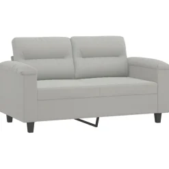 Discount vidaXL Soffgrupp med kuddar 2 delar mikrofibertyg Ljusgrå