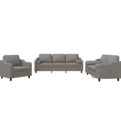 Sale vidaXL Soffgrupp med kuddar 3 delar tyg Taupe