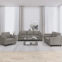 Sale vidaXL Soffgrupp med kuddar 3 delar tyg Taupe