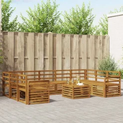 vidaXL Soffgrupper 10 pcs Naturfärg Massivt Akaciaträ