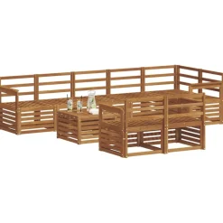 vidaXL Soffgrupper 9 pcs Naturfärg Massivt Akaciaträ