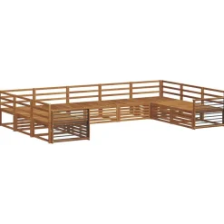 vidaXL Soffgrupper 9 pcs Naturfärg Massivt Akaciaträ