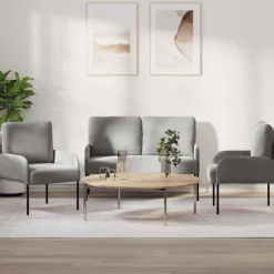 Hot vidaXL Soffgrupper med kudde 3 pcs 115 x 56 x 80 cm Plywood Ljusgrå